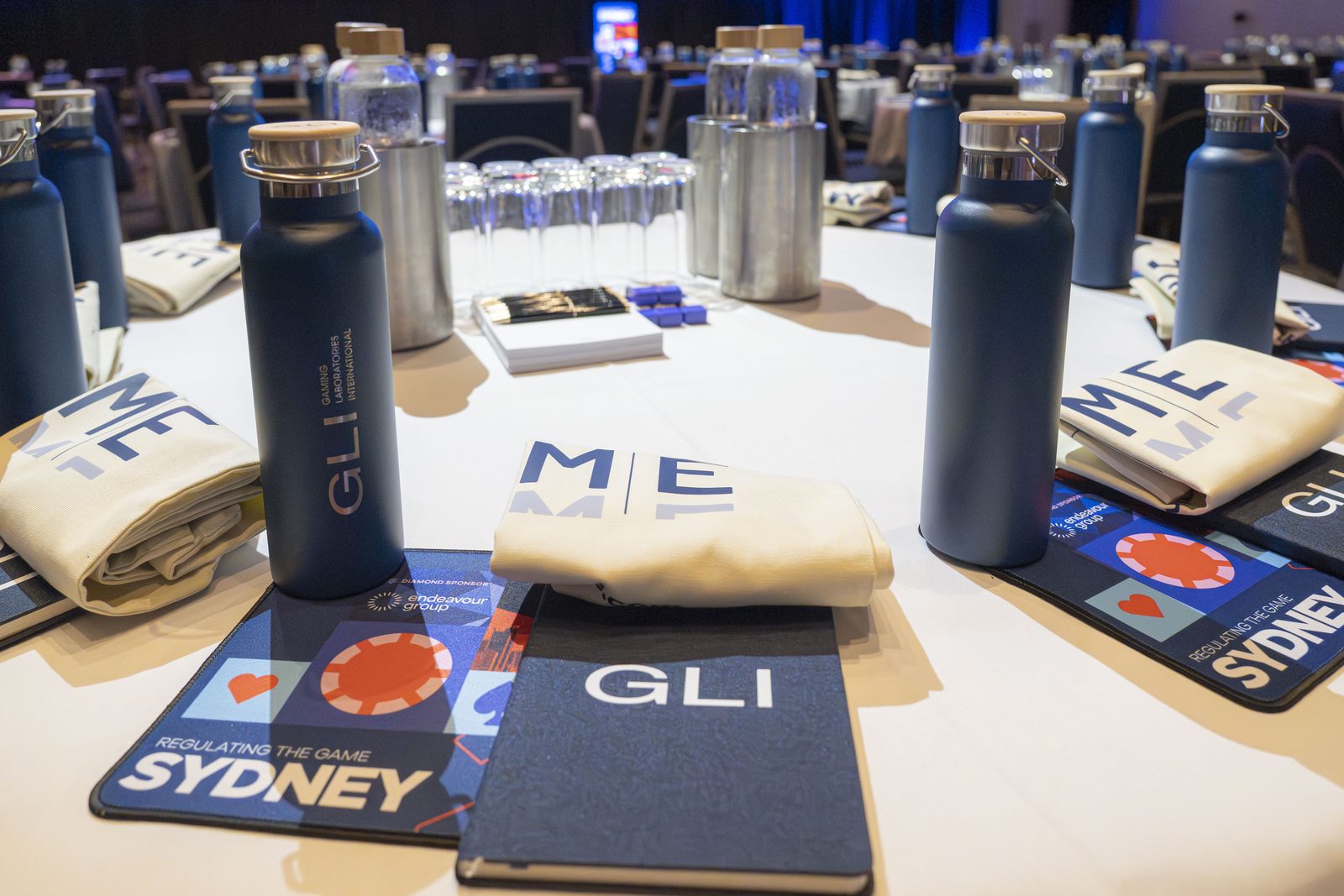 Gaming Laboratories International branded conference setup
