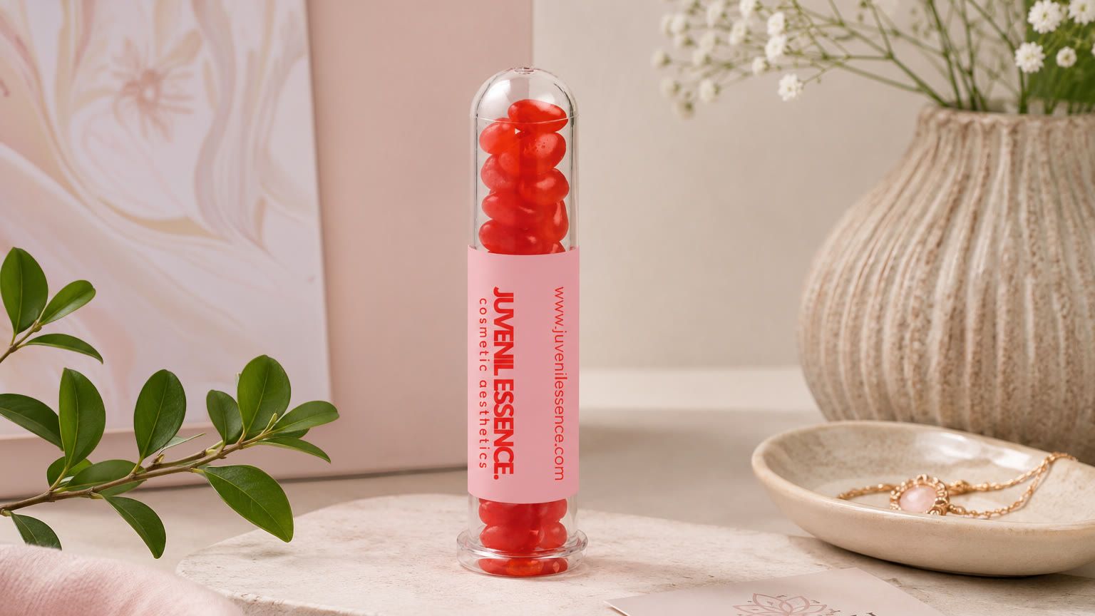 Custom printed confectionery for Juvenil Essence