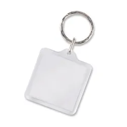 Clear Acrylic Square Key Ring with Magnifying Lens