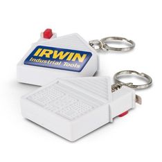 House Shaped Locking Tape Measure Keyring with Metric Imperial Scale