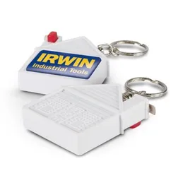 House Shaped Locking Tape Measure Keyring with Metric Imperial Scale