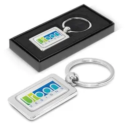 Rectangular Shiny Chrome Key Rings