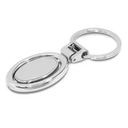 Spinning Oval Chrome Keyring with Resin Coating and Gift Box