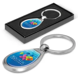 Drop Shaped Satin Chrome Plated Key Ring