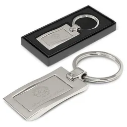Wave Shaped Silver Chrome Engraved Key Ring