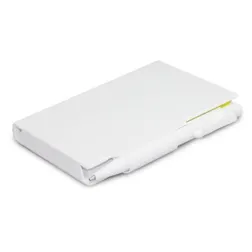 Compact Plastic Note Pad with Adhesive Flags and Pen