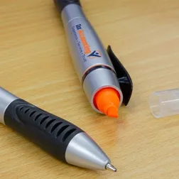 101778 Duo Plastic Logo Pens And Highlighter