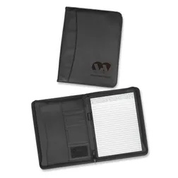 Zippered Polyurethane Document Folder with Notepad