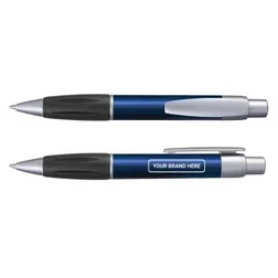 Metallic Barrel Ballpoint Pens With Rubber Grip