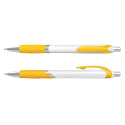Jet White Retractable Ballpoint Pen with Soft Touch Grip