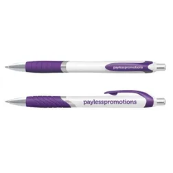 White Barrel Retractable Ballpoint Pens