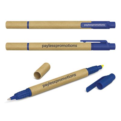 104360 Cardboard Eco Logo Pens And Highlighter