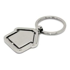 Rotating House Chrome Key Ring with Laser Engraving