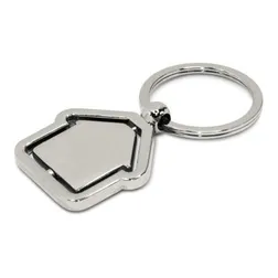 Rotating House Chrome Key Ring with Laser Engraving