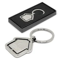 Rotating House Shaped Key Ring with Engraving