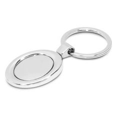 Oval Chrome Key Ring with Dual Sided Engraving and Gift Box