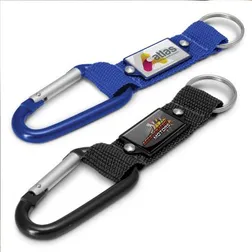 107107 Woven Polyester Promotional Carabiner Keyrings