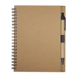 Allegro Kraft Hardcover Notebook with Wiro Binding and Pen