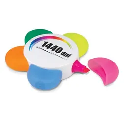 Flower Shaped Five Colour Ink Highlighter Set