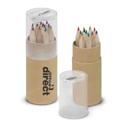 Wooden Coloured Pencils Cardboard Tube with Built in Sharpener