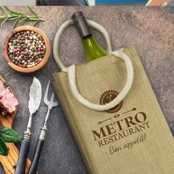 Laminated Natural Jute Double Wine Bottle Carrier