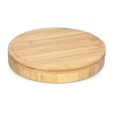 Kensington Bamboo Round Swivel Cheese Board with Knife and Fork Set