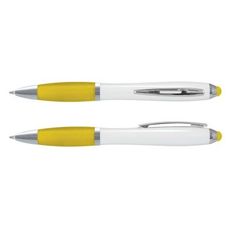Vistro White Barrel Twist Action Stylus Pen with Chrome Trim