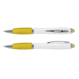 Vistro White Barrel Twist Action Stylus Pen with Chrome Trim