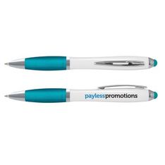 White Barrel Twist Action Stylus Ballpoint Pens