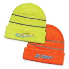 Everest Hi Vis Acrylic Knitted Safety Beanie with Roll Up Cuff