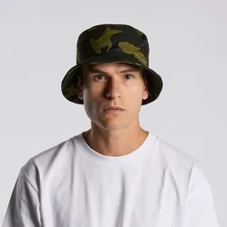 Cotton Camo Print Bucket Hat with Reinforced Brim