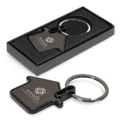 House Shaped Gunmetal Plated Key Ring Engraving