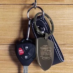 112550 Cerato Crest Shaped Branded Metal Key Rings