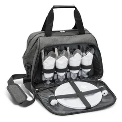 Hampton Four Person Poly Canvas Cooler Picnic Set