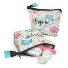 140gsm Cotton Cosmetic Bag with Coloured Zip Tag