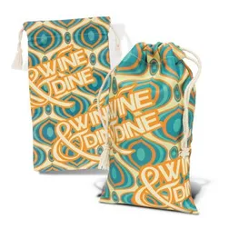 Pisa Cotton Drawstring Gift Bag with All Over Print