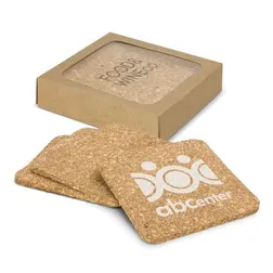Natural Cork Square Drink Coasters Gift Set