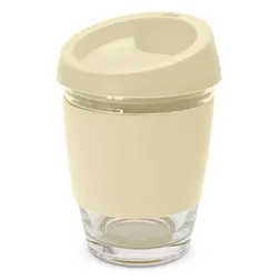 Metro Glass Coffee Cup with Silicone Band and Push On Lid