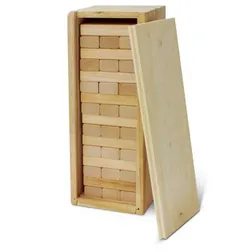 Wooden Tumbling Tower Game with Natural Wood Blocks