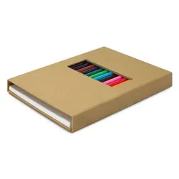 Creative Sketch Set with 12 Colour Pencils and Notepad