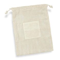 Unbleached Cotton Mesh Produce Bag with Drawstring Closure