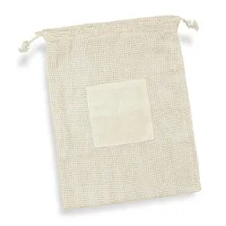 Unbleached Cotton Mesh Produce Bag with Drawstring Closure