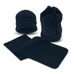 Seattle Non Pilling Polar Fleece Scarf Beanie Set with Drawstring Bag