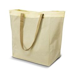 Large Natural Linen Market Tote with Brass Rivets