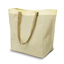 Large Natural Linen Market Tote with Brass Rivets