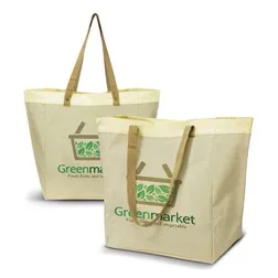 Large Natural Linen Gusseted Tote with Handles