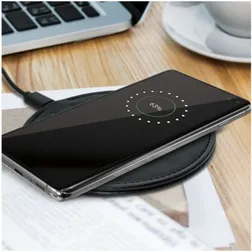 Leather Look Wireless Charging Pad With Organisation Branding