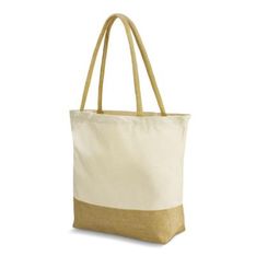 Gaia Large Natural Jute Cotton Canvas Tote Bag