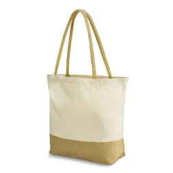 Gaia Large Natural Jute Cotton Canvas Tote Bag