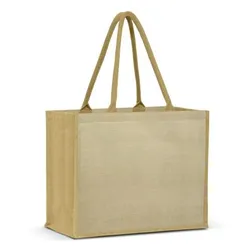Torino Extra Wide Laminated Juco Tote Bag with Padded Handles
